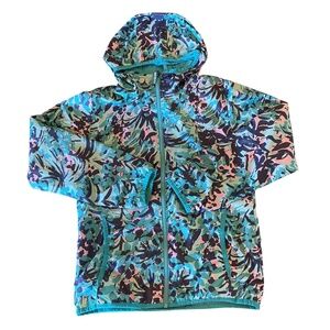 Columbia Girls Pixel Grabber Reversible Jacket Watercolor Blue 10-12 Pocket Hood